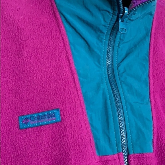 Vintage Columbia Saved By The Bell 1990 purple magenta fleece zip up pullover - Picture 5 of 8